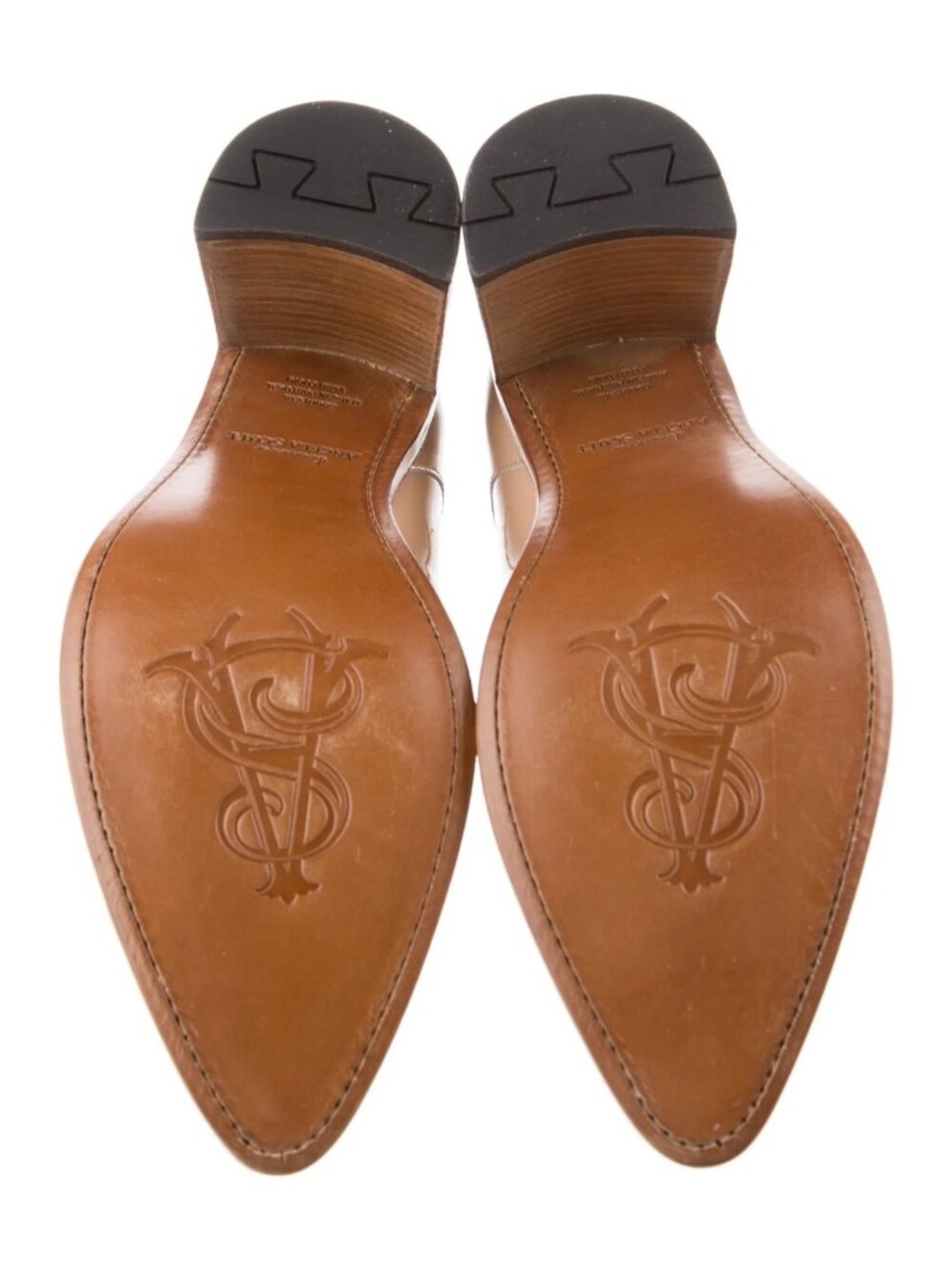 The Office of Angela Scott Miss Cleo Patent Heeled Loafers Latte Tan 37.5 - Picture 5 of 5